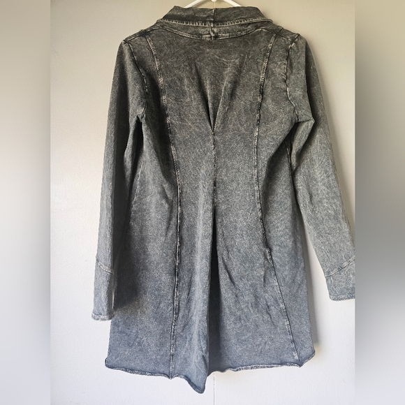 TESTIMONY Victorian Gold Button Jacket Womens Sz S Black Acid Wash French Terry. - Picture 6 of 16